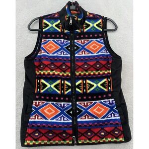 Ralph Lauren Active Vest Womens Sz M Fleece Navajo Southwestern Aztec Zip Up